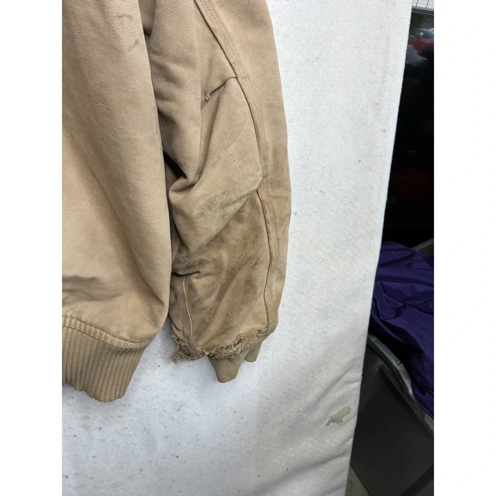 Carhartt J14 Santa Fe Jacket Mens 2XL Tall Tan Duck Canvas Distressed Workwear